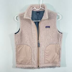Patagonia Youth Beige Retro-X Fleece Full Zip with Pockets Vest Size M (10)